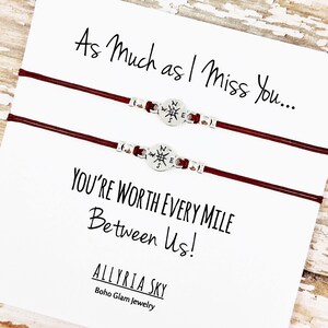 Ensemble de deux bracelets d’amitié avec carte « I Miss You » | BFF, Best Friend Gift Bijoux | | cadeaux pour relations à distance Cadeau d’adieu