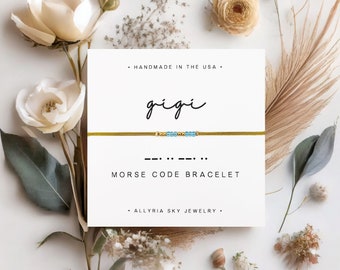 Morse Code "Gigi" Bracelet and Card, Gigi Gift Bracelet, Grandma Bracelet, Grandma Gift, Grandma Granddaughter Gift, Gigi Mother's Day Gift