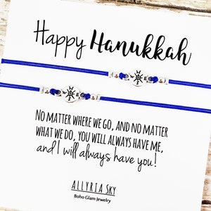 Ensemble de deux bracelets Best Friend avec carte « Happy Hanukkah » | Meilleur ami Hanoukka Cadeau Bijoux | Bracelets assortis | BFF, Cadeau Bestie