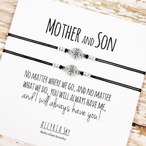 Set of TWO Mother Son Bracelets | No Matter Where No Matter What | Mom, Son Gift Jewelry | Mother's Day | Matching Bracelets | Gift for Son