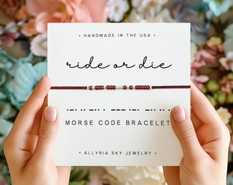 Ride or Die Morse Code Bracelet, Ride or Die Gift, Girls Trip, Girls Weekend, Unbiological Sister, Best Friend Bracelet, Best Friend Gift