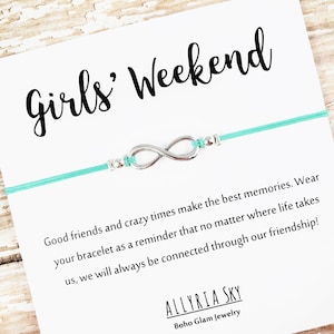 Bracelet de l'amitié avec carte « Week-end entre filles » | Bracelet Meilleur ami, cadeau Meilleur ami | Voyage entre filles, gang de filles, âme soeur, cadeau pour petite amie
