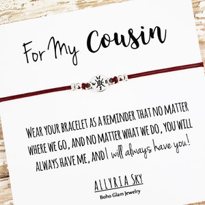 Friendship Bracelet with For My Cousin Card Cousin Gift, Cousin Bracelet, Cousin Jewelry, Cousin Birthday Gift, Long Distance Cousin image 1