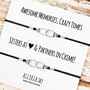 Set of Two Friendship Bracelets with "Partners in Crime" Card | Best Friend Bracelets | BFF, Best Friend Gift Jewelry | Big Little Sorority