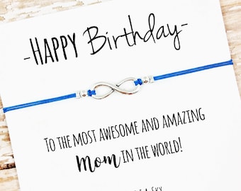 Charm Bracelet with "Happy Birthday Mom" Card | Birthday Gift for Mom | Mother Daughter Gift Jewelry | Mom Birthday Card | Mother Bracelet