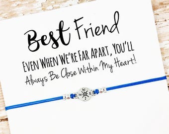 Best Friend Bracelet No Matter Where No Matter What Card | Etsy