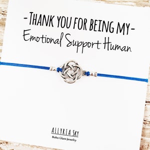 Bracelet d’amitié avec carte « Emotional Support Human » | | cadeaux Best Friend | cadeau de remerciement | d’encouragement des amis Distanciation sociale