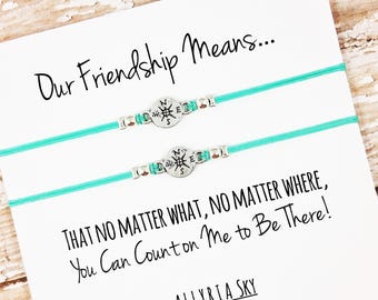Set of Two Best Friend Bracelets | No Matter What, No Matter Where | BFF, Bestie, Best Friend Gift Jewelry | Friendship Gift | Long Distance