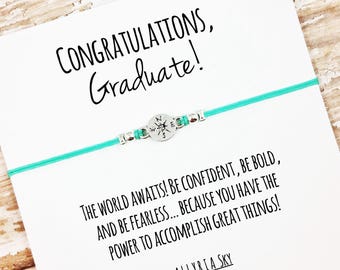 Charm Friendship Bracelet with "Congratulations Graduate" Card | School Leaving, Graduation Gift Jewelry | High School, College Graduation