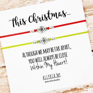 Set of Two Christmas Friendship Bracelets | Christmas Gift | Best Friend Bracelets | Best Friend Gift | Stocking Stuffer | Long Distance