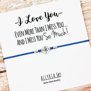 Bracelet d’amitié avec carte « I Miss You » | | cadeaux interurbains Best Friend Gift Bijoux | S’en aller, déménager, remise des diplômes, cadeau d’adieu