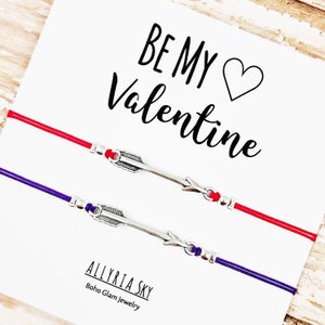 Set of TWO Charm Friendship Bracelets with "Be My Valentine" Card | Best Friend Gift | Valentine's Day Gift | Matching Friend Bracelets