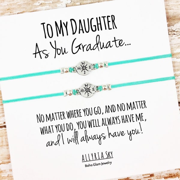 Set of Two Bracelets with Daughter Graduation Card | Mom, Daughter Gift Jewelry | Matching Bracelets | Mom Daughter Set | For Graduate