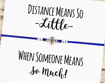 Best Friend Bracelet with "Distance Means So Little" Card | Best Friend Gift | Long Distance Friend Gift | Miss You, Moving, Goodbye Gift