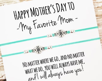 Set of Two Mother Daughter Bracelets with "Happy Mother's Day" Card | Mom, Daughter Gift | Mother's Day Gift Jewelry | Matching Bracelet Set