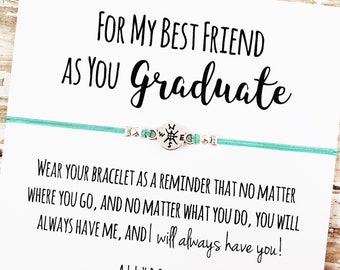 Friendship Bracelet with Best Friend Graduation Card | Best Friend Graduation Gift | BFF Graduation Gift Jewelry | High School, College Grad