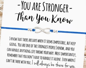 Friendship Bracelet with &quot;Stronger Than You Know&quot; Card | Support, Encouragement, Thinking of You, There for You, Best Friend Gift