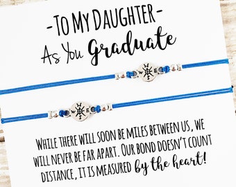 Set of Two Bracelets with Daughter Graduation Card | Mom, Daughter Gift Jewelry | Matching Bracelets | Mom Daughter Set | For Daughter