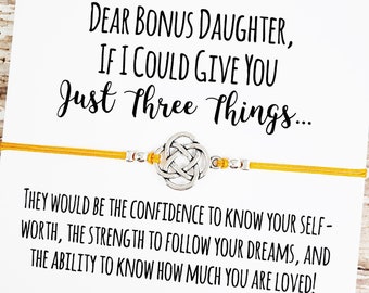 Charm Friendship Bracelet with &quot;Dear Bonus Daughter&quot; Card | Bonus Daughter Gift | Bonus Mom, Bonus Daughter | Stepmom Stepdaughter Gift
