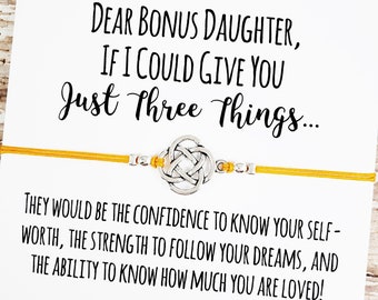 Charm Friendship Bracelet with "Dear Bonus Daughter" Card | Bonus Daughter Gift | Bonus Mom, Bonus Daughter | Stepmom Stepdaughter Gift