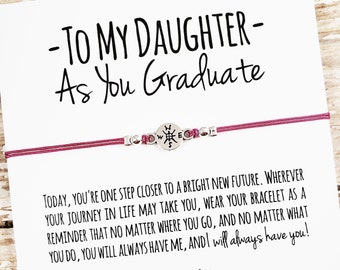 Daughter Gift Bracelet with "To My Daughter" Graduation Card, Mother Daughter Gift, Daughter Graduation Gift, High School, College Graduate