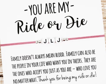 Custom Word Bracelet, Ride or Die, Personalized Letter Bracelet, Ride or Die Gift, Unbiological Sister, Friend Bracelet, Best Friend Gift