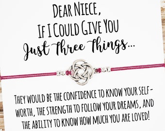 Friendship Bracelet with "Dear Niece" Card | Niece Gift, Niece Bracelet, Niece Jewelry, Niece Birthday Gift , Aunt and Niece Gift