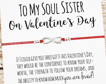 Soul Sister Valentine's Day Gift, Soul Sister Valentine, Best Friend Bracelet, Best Friend Gift, Unbiological Sister Gift, Soul Sister Card