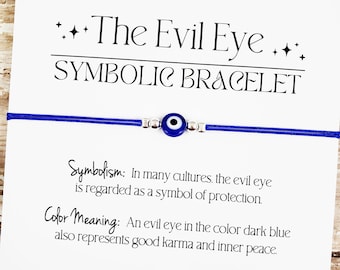 Bracelet Evil Eye, Blue Evil Eye, Bracelet Kabbale, Bracelet Mal de Ojo, Bracelet de protection, Bracelet réglable, Bijoux délicats Evil Eye