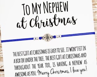 Friendship Bracelet with "To My Nephew" Christmas Card | Nephew Christmas Gift, Nephew Gift Bracelet, Nephew Jewelry, Aunt and Nephew Gift
