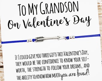 Grandson Valentine's Day Gift, Grandson Valentine's Card, Grandmother Grandson Gift, Grandson Bracelet, Grandson Valentine, Grandson Gift
