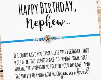 Nephew Birthday Gift, Nephew Bracelet, Nephew Birthday Card, Aunt and Nephew Birthday Gift, Happy Birthday Nephew Card, Nephew Gift