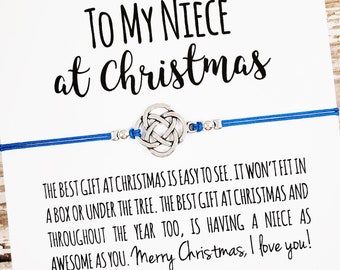 Gift Bracelet with "To My Niece at Christmas" Card | Niece Christmas Gift | Niece Christmas Card | Gift for Niece | Aunt Niece Gift