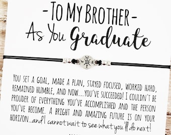 Gift Bracelet with "Brother" Graduation Card, Brother Graduation Gift, Sister Brother Gift, Brother Graduation, High School, College Grad