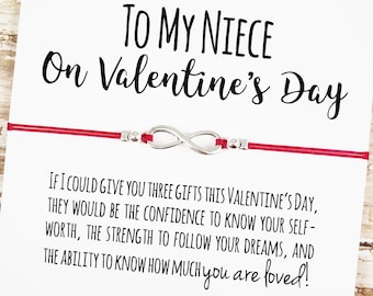 Niece Valentine's Day Gift, Niece Valentine's Day Card, Niece Valentine, Niece Bracelet, Niece Gift, Niece Card, Aunt Niece Valentine's Gift