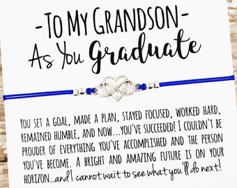 Gift Bracelet with "Grandson" Graduation Card, Grandson Graduation Gift, Grandma Grandson Gift, High School, College Graduation Gift