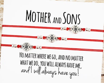 Set of THREE Mother Son Bracelets | No Matter Where No Matter What | Mom, Son Gift Jewelry | Mother's Day | Matching Bracelets, Gift for Son
