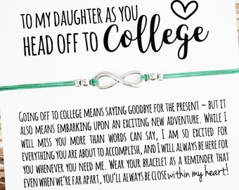 Friendship Bracelet with Daughter &quot;Off to College&quot;  Card, Daughter Gift, Graduation, High School Senior, Freshman, Goodbye, Miss You