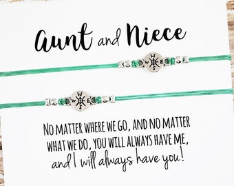 Set of Two Charm Bracelets with "Aunt and Niece" Card | Aunt, Niece Gift Jewelry | Matching Bracelets | Aunt Nieces Birthday, Christmas