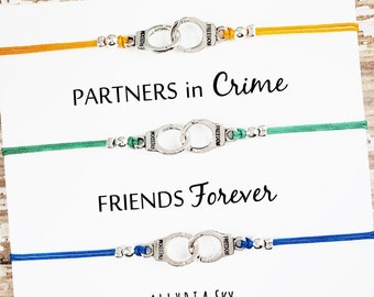 Set of THREE Partners in Crime Handcuff Friendship Bracelets | BFF, Best Friend Gift Jewelry | Matching Bracelets | Best Friend Bracelets