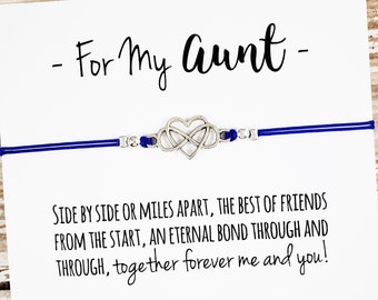 Friendship Bracelet with "Aunt" Card | Gift for Aunt, Aunt-to-Be, Sister | Aunt Niece Jewelry | Aunt Birthday Gift | Together Forever