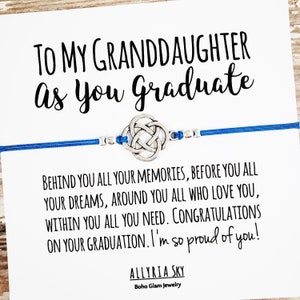 Bracelet cadeau avec carte de fin d’études « À ma petite-fille », cadeau de remise des diplômes de petite-fille, cadeau de grand-mère petite-fille, collège d’école secondaire