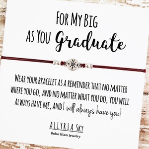 Bracelet d'amitié avec carte de graduation "For My Big" | Cadeau de graduation de soeur | Grande petite sororité | Bijoux Grande Soeur, Petite Soeur