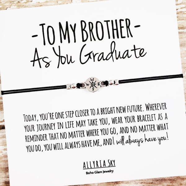 Gift Bracelet with "To My Brother" Graduation Card, Brother Graduation Gift, Sister Brother Gift, Brother Graduation, High School, College