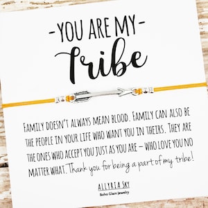 Tribe Bracelet, Tribe of Friends, Friendship Bracelet, Gift for Your Tribe, BFF Gift, Friendship Card, Silver Charm Bracelet for Best Friend