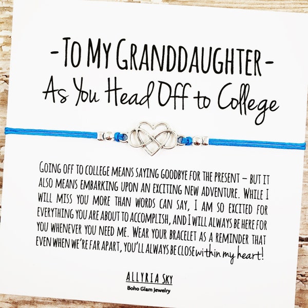 Bracelet with Granddaughter "Off to College" Card, Granddaughter Graduation Gift, Granddaughter Freshman Gift, Grandma Granddaughter Gift