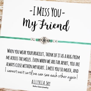 Bracelet meilleur ami avec carte « Tu me manques », Miss You Friend, Ami longue distance, Cadeau meilleur ami, Vous manquez, Déménagement, Cadeau d’adieu