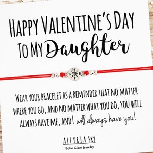 Bracelet cadeau avec carte « Bonne Saint-Valentin à ma fille » | Fille Valentine, Bracelet Fille, Mère Fille Cadeau de Saint-Valentin