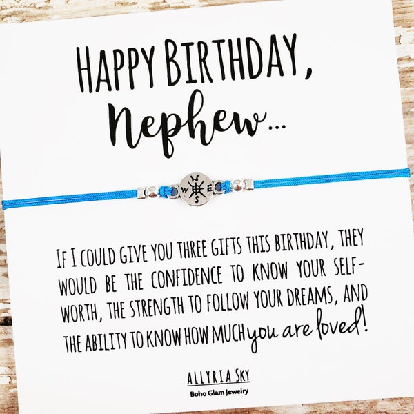 Nephew Birthday Gift, Nephew Bracelet, Nephew Birthday Card, Aunt and Nephew Birthday Gift, Happy Birthday Nephew Card, Nephew Gift