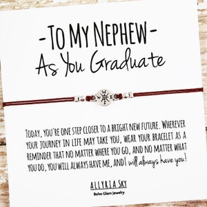 Bracelet cadeau avec carte de graduation « À mon neveu » | Cadeau de remise de diplôme de neveu, Cadeau de tante neveu, Remise de diplôme de neveu, École secondaire, Diplômé d’université